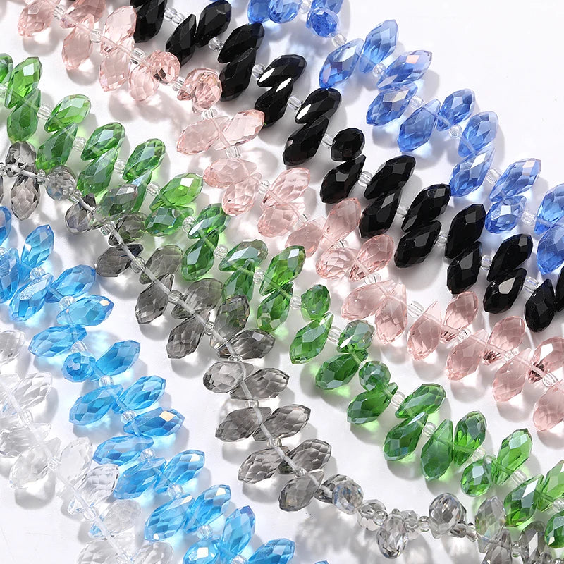 Acmore Crystal   6*12MM Water Drop Faceted Crystal Glass Beads Accessories for Bracelet Making 12 Colors  Loose Stone Glass Crafts