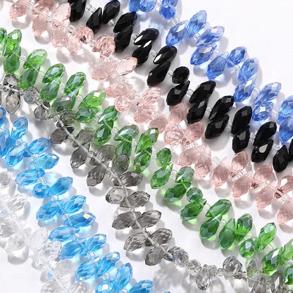 Acmore Crystal   6*12MM Water Drop Faceted Crystal Glass Beads Accessories for Bracelet Making 12 Colors  Loose Stone Glass Crafts