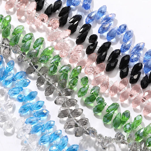 Acmore Crystal   6*12MM Water Drop Faceted Crystal Glass Beads Accessories for Bracelet Making 12 Colors  Loose Stone Glass Crafts