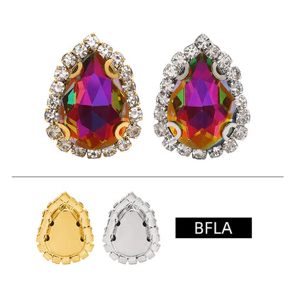 Acmore Crystal New Arrival 3D Piont Back Glass Rhinestone with Brass Caw Shadow Series Tear Drop Nail Art Rhinestones Charm for Cloth