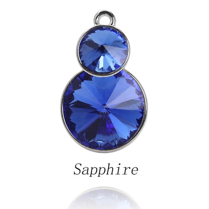 Acmore Crystal Double Rivoli Shaped Fancy Shiny 16 Colors Crystal Stones K9 Glass Alloy Back Pendant Necklace for DIY Earring Charms