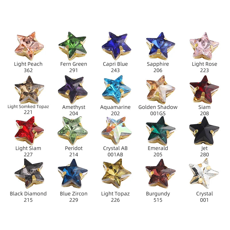 Hot Selling Acmore Crystal 10mm Star Pointback Glass Claw Drill Shiny Rhinestones Charms DIY Accessories for Dress & Clothing