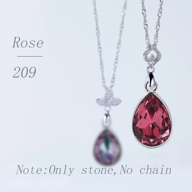 Acmore Crystal Drop Shaped Fancy Shiny Colors K9 Crystal Stones Alloy Back Pendant Necklace Deco Charms Jewelry Rhinestones Accessories