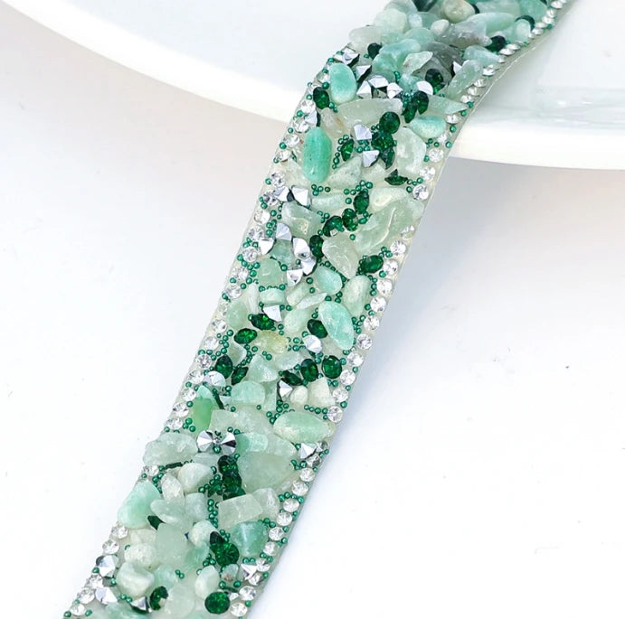 Acmore Crystal  Hot-Fix Gravel Tape 2cm Wide Rhinestone Chain Stone Cake Ribbon Trimming Wedding Decoration Sewing Accessories