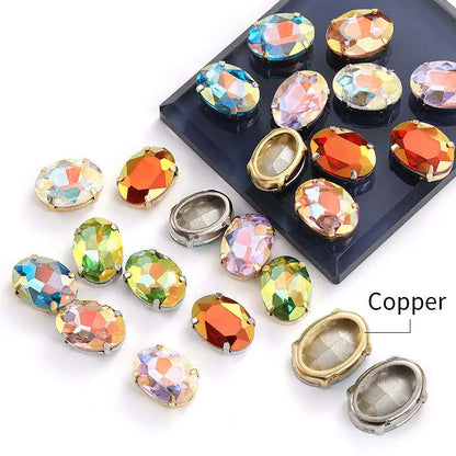 Acmore Crystal High Quality  Oval LA Series Point Back Glass Stone With Claw Rhinestones for Sewing Accessories