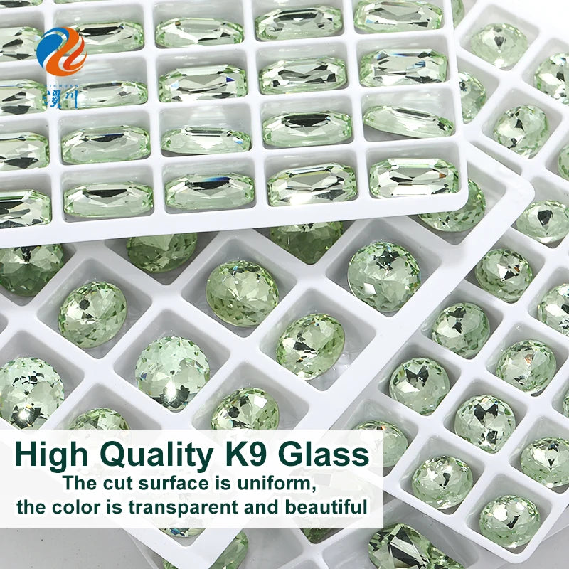 Acmore Crystal Design Chrysolite Series K9 Glass Various Shapes Rhinestone Loose Jewelry for Nail Art Rhinestones Fancy Decoration