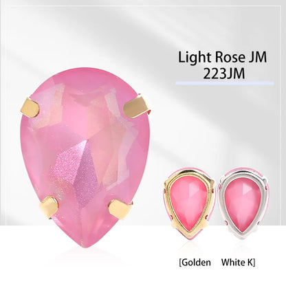 Acmore Crystal Aurora Mocha Pointback Drop Shaped Crystal Stone Rhinestone With Copper Hollow Claw Sew on Garment DIY Accessories