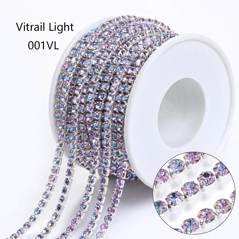 Acmore Crystal Hot Sale SS4-SS12 MI Series Color Shiny Round Stone Glass Silver Claw Rhinestones Chain Art Supplies DIY Accessories