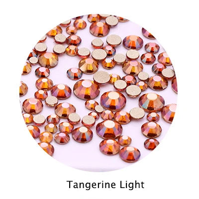 Acmore Crystal Gold Flat Back Round 40 Colors SS3-SS20 Mixed 3d Crystal ab Press on Nail Art Supplies Rhinestone Accessories