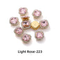 Acmore Crystal New Arrival Double-layers Cushion Shape Flat Back Claw Rhinestones Golden Sunflower Sew-on Crystal Glass for Clothing