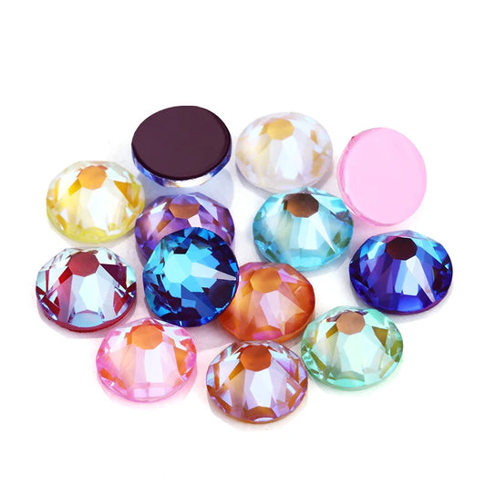 Acmore Crystal 16 Cuts MI Flat Back Non Hot Fix Glass Nail Rhinestones for Jewelry Making Nail Art Decoration