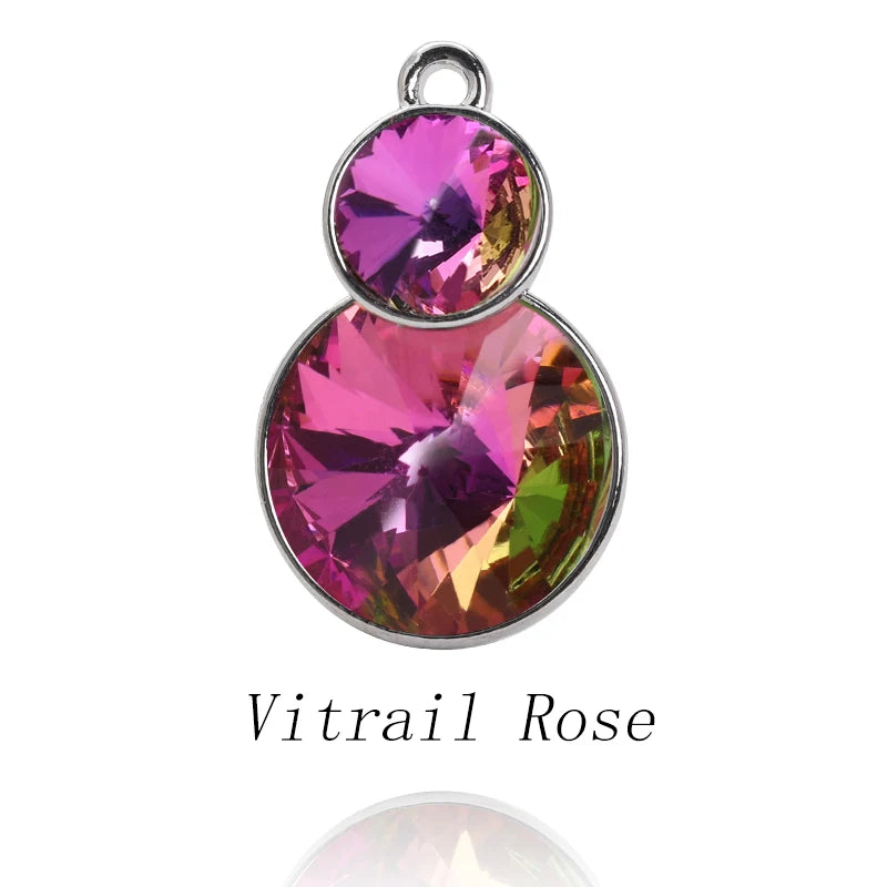 Acmore Crystal Double Rivoli Shaped Fancy Shiny 16 Colors Crystal Stones K9 Glass Alloy Back Pendant Necklace for DIY Earring Charms