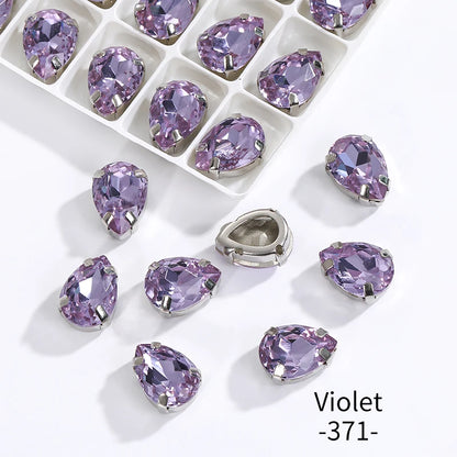 Acmore Crystal Crystals Rhinestone With Claw Strass Gems Sew on Rhinestone Drop Shape Crystal Fancy Stone With Claw for Garment