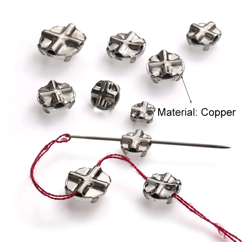 Acmore Crystal Transparent Thickened Round Cross Copper Claw Rhinestone Silver Sew on Crystal Stones  Dress Clothing-Diy Accessories