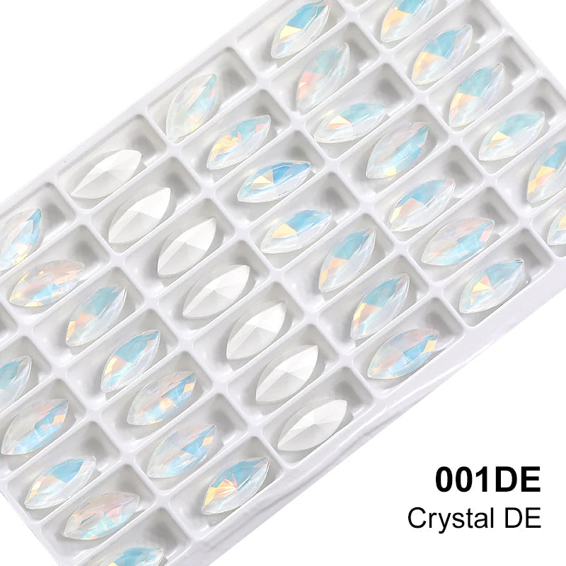 Xihcuan Wholesale Point Back Navette Shape Class Rhinestones Glue on Color Clothes Fashion Crystal DIY Nail Art