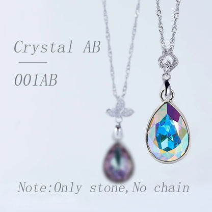 Acmore Crystal Drop Shaped Fancy Shiny Colors K9 Crystal Stones Alloy Back Pendant Necklace Deco Charms Jewelry Rhinestones Accessories