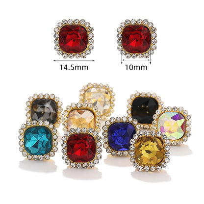 Acmore Crystal New Arrival Double-layers Cushion Shape Flat Back Claw Rhinestones Golden Sunflower Sew-on Crystal Glass for Clothing