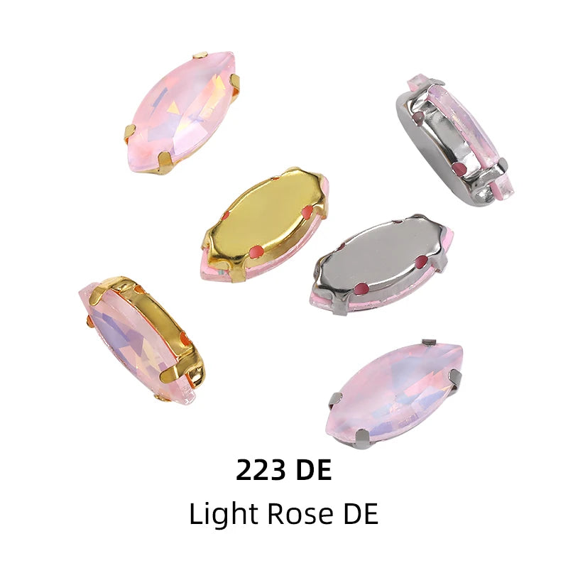 Acmore Crystal High Quality Horse Eye Navette Shape Color Stone With Four Claws Sew on Glass Rhinestones DIY Garment Accessories