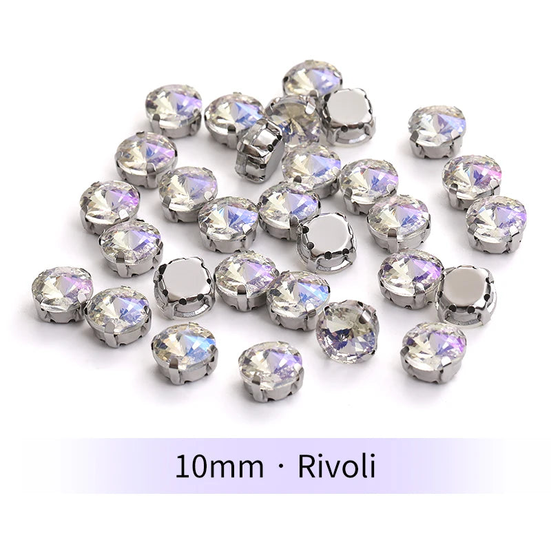Acmore Crystal Moonlight Mixed Shapes Sew on Rhinestone With Silver Claw Setting DIY for Festival Decoration Accessories