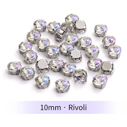 Acmore Crystal Moonlight Mixed Shapes Sew on Rhinestone With Silver Claw Setting DIY for Festival Decoration Accessories