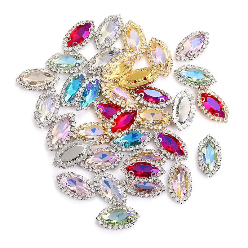 Acmore Crystal Wholesale Navette Transparent Bottom Series Crystal Buckle Claw Rhinestone for Sewing Accessories