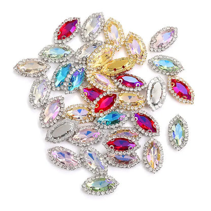 Acmore Crystal Wholesale Navette Transparent Bottom Series Crystal Buckle Claw Rhinestone for Sewing Accessories
