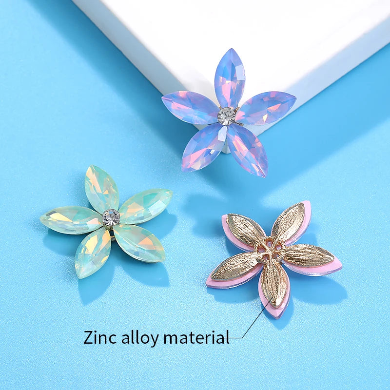 Acmore Crystal High Quality Point Back Navette Alloy Flower Shapes Point Back Rhinestones Loose Glass Stone Design Dress Clothing