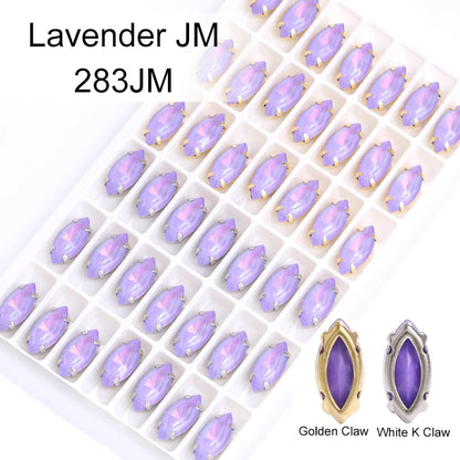 Acmore Crystal Navette Shaped Aurora Mocha Rhinestone Strass Crystal Stones With Hollow Copper Claw Sew on Garment DIY Accessories