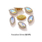 Acmore Crystal New Arrival Double-layers Navette Shape Flat Back Claw Rhinestones Golden Sunflower Sew-on Crystal Glass for Clothing