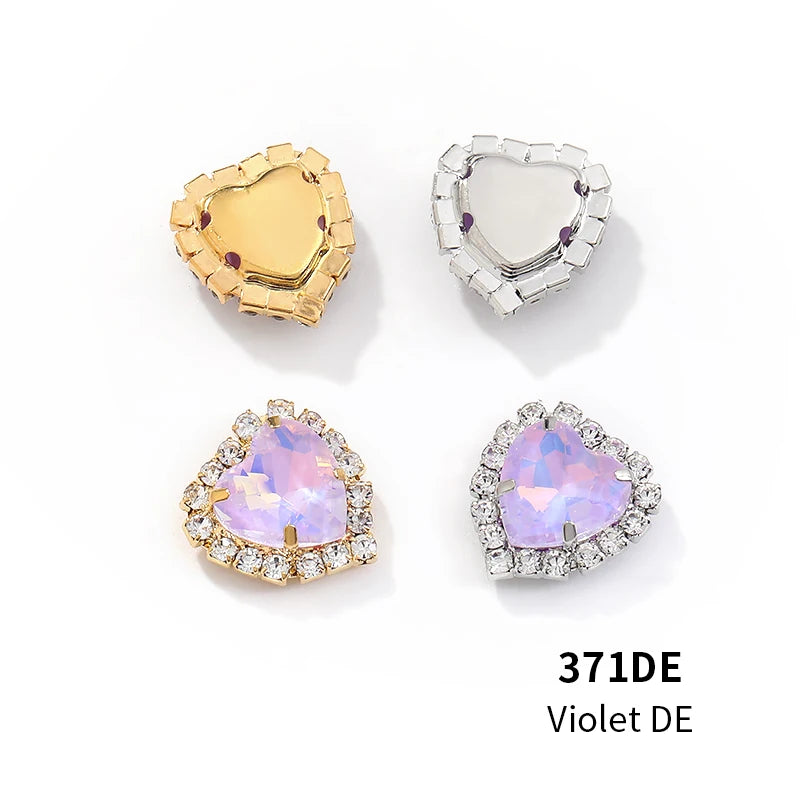 Acmore Crystal Wholesale Sew on Flatback Glass Heart Opal Mocha Loose Rhinestones Crystal Stones  DIY Art Decorations
