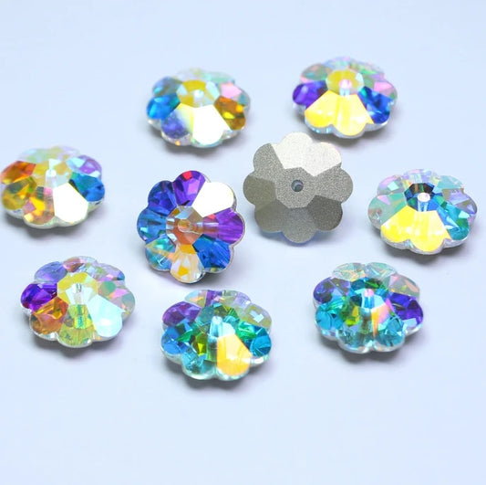 Acmore Crystal Wholesale Sew on Crystal AB Flatback Glass Rhinestones Lead-free Flower Crystal Beads for Garment Sewing Diy Accessories