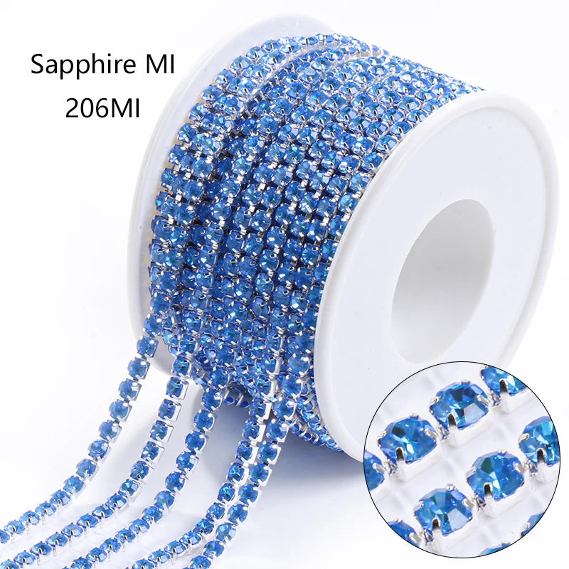 Acmore Crystal Hot Sale SS4-SS12 MI Series Color Shiny Round Stone Glass Silver Claw Rhinestones Chain Art Supplies DIY Accessories