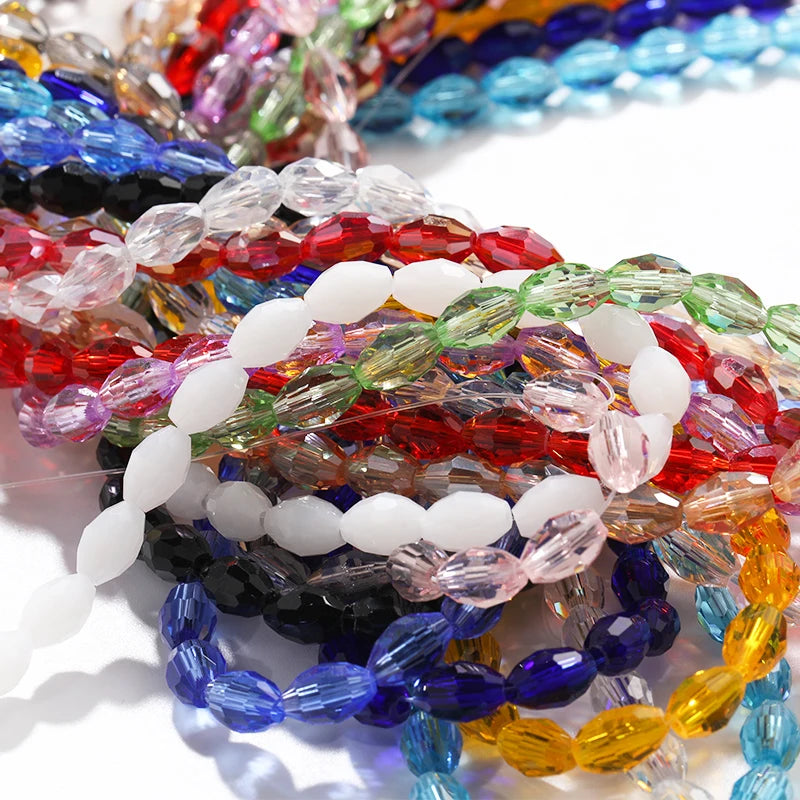 Acmore Crystal Popular  6*8MM Olive-shaped Crystal Beads for Clothing Making Best  DIY Accessories for Door & Curtain Decoration
