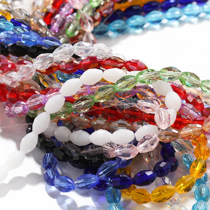 Acmore Crystal Popular  6*8MM Olive-shaped Crystal Beads for Clothing Making Best  DIY Accessories for Door & Curtain Decoration