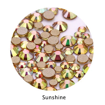 Acmore Crystal Gold Flat Back Round 40 Colors SS3-SS20 Mixed 3d Crystal ab Press on Nail Art Supplies Rhinestone Accessories