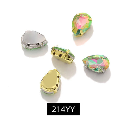 Acmore Crystal  Shadow  Series Piont Back Rhinestone With Claw Four Corners of Water Droplets Stone for Garment