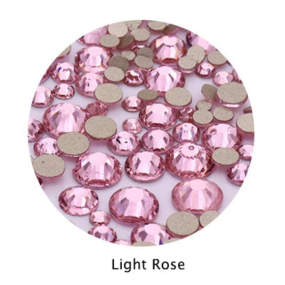 Acmore Crystal Gold Flat Back Round 40 Colors SS3-SS20 Mixed 3d Crystal ab Press on Nail Art Supplies Rhinestone Accessories