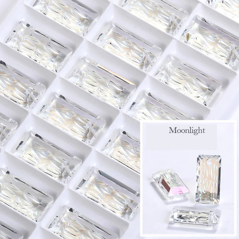 Acmore Crystal Relief Princess Baguete Shape Pendant Crystal Rhinestones Charms DIY Accessories for Necklace Earring Brooch Headwear
