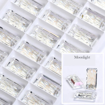 Acmore Crystal Relief Princess Baguete Shape Pendant Crystal Rhinestones Charms DIY Accessories for Necklace Earring Brooch Headwear