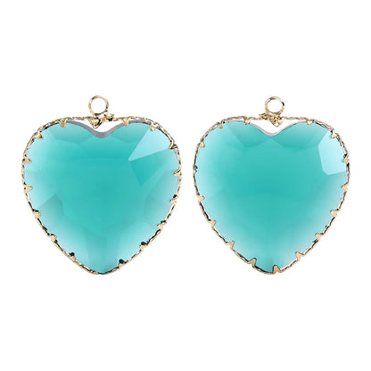 Acmore Crystal Peach Heart Transparent Crystal Glass Pendant with Claw Inlaid Rhinestone Pendant  Accessories for Earrings & Necklace