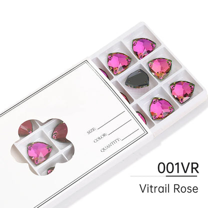 Acmore Crystal Fat Triangle Hot Selling DIY Shiny Crystal K9 Glass Sew on Rhinestone Fancy Stones Strass for Wedding Dress Decoration