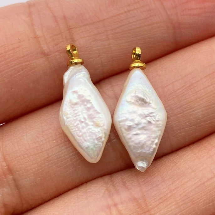 Acmore Crystal Fine Natural Freshwater Pearl Pendant Irregular Shape Star Circular Heart Baroque Pearl Charm DIY Jewelry Accessories