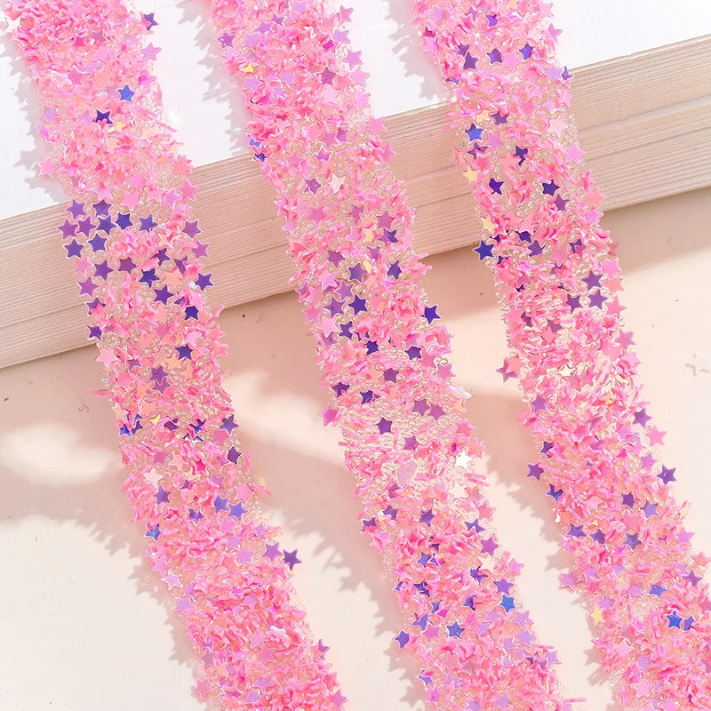 Acmore Crystal New Arrival Sequin Stars Double Sided Adhesive Geometric Rhinestone Strips Non Hotfix Stones for DIY Bling Decoration