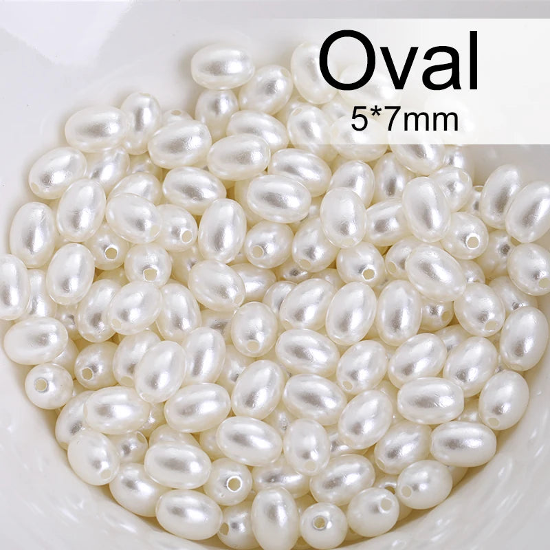 Acmore Crystal Oval Drop Shaped ABS Pearling Loose Pearls Beads DIY for Necklace Earring Bracelet Hair Clips Accessories Garment