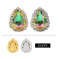 Acmore Crystal New Arrival 3D Piont Back Glass Rhinestone with Brass Caw Shadow Series Tear Drop Nail Art Rhinestones Charm for Cloth