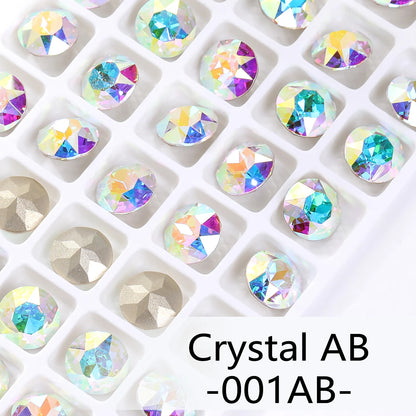 Acmore Crystal High Quality Gemstone Flower K9 Pointback Rhinestone Loose Stones Jewelry Glue on for DIY Decoration Clothing Desgin