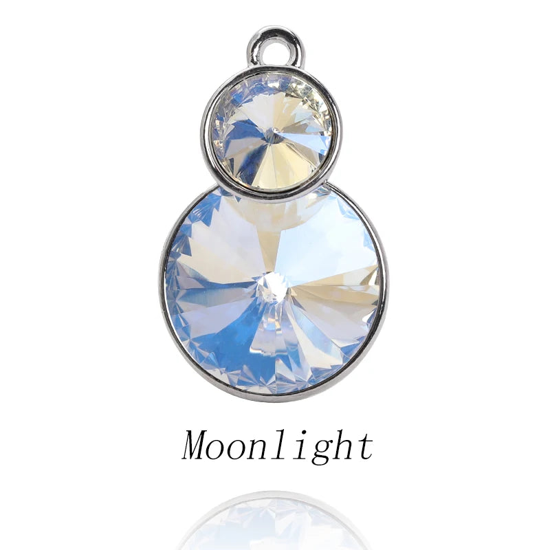 Acmore Crystal Double Rivoli Shaped Fancy Shiny 16 Colors Crystal Stones K9 Glass Alloy Back Pendant Necklace for DIY Earring Charms