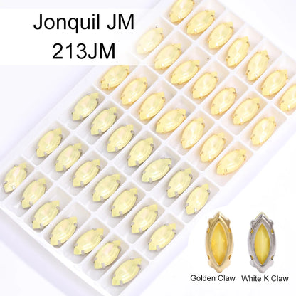 Acmore Crystal Navette Shaped Aurora Mocha Rhinestone Strass Crystal Stones With Hollow Copper Claw Sew on Garment DIY Accessories