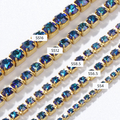 Acmore Crystal New SS4-SS16 Size MI Round Shape Glass Stones Copper Claw Rhinestones Chain Sew on Crystal Direction DIY Rhinestone