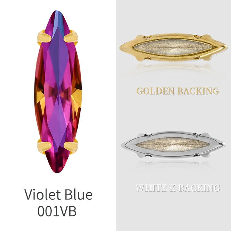20 Colors Rhinestones Claw Settings Sew on Stones Crystal Rhinestones Gold Navette Claw Stones Navette Claw Stones